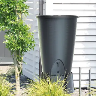 Regentonne anthrazit PERUNO 260 Liter inkl. Sockel und Hahn von Prosperplast